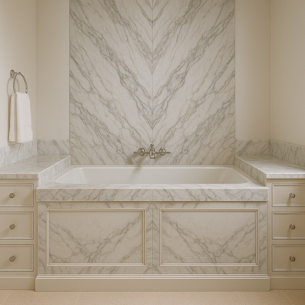 Bookmatched marble wall